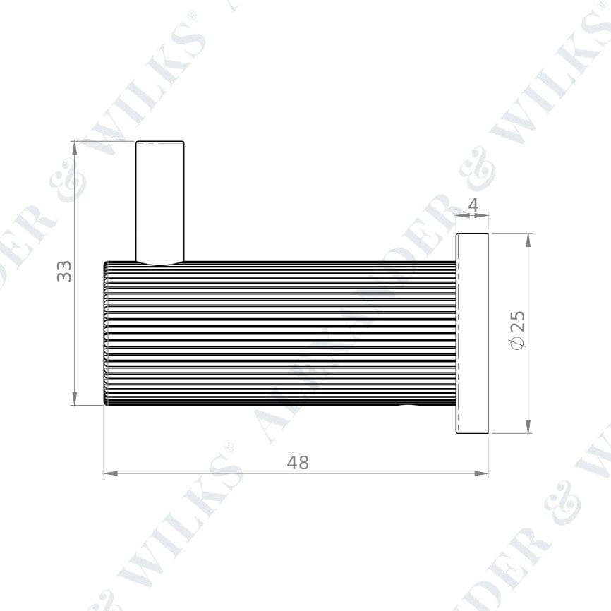 Brunel Hook Reeded | Knage i Børstet Messing med Lak Ø 18 mm x D 48 mm Alexander & Wilks FINICC
