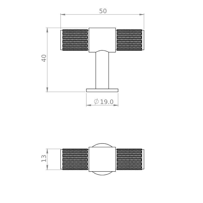 Carlisle Cross T-Bar | Greb/Knop i Mat Sort L 50 mm x D 40 mm Carlisle Brass FTD701MB FINICC