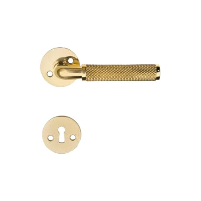 Funkis Cross | Dørhåndtag i Blank Messing uden Lak inkl nøgleskilte L 110 mm (C/C 30 mm) Sibes KC-205480 FINICC