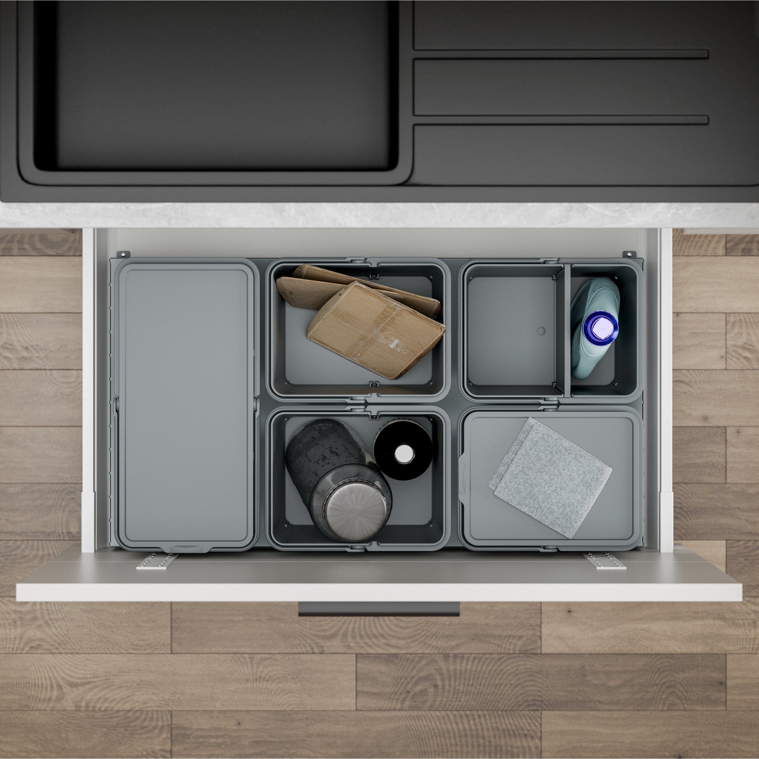 Merida 40x45 | Affaldssystem til 40 cm skuffe inkl. 2x7 liters spande (systemdybde 45 cm) Theofils TF-630002 FINICC