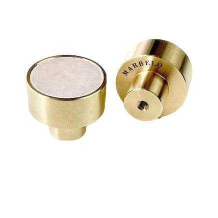 Moonstone | Knop/Knage i Messing og Pink Marmor Ø 30 mm x D 25 mm MARBELO MB-06-M FINICC