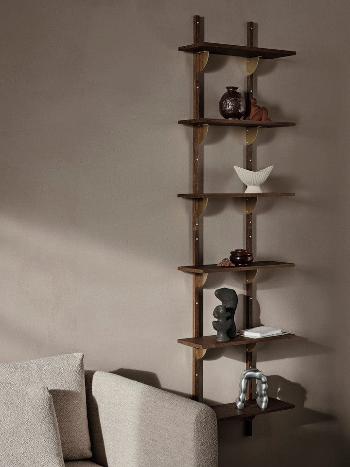 Sector Shelf Tripple/Narrow - Smoked Oak/Brass ferm LIVING FL-1104269293 FINICC