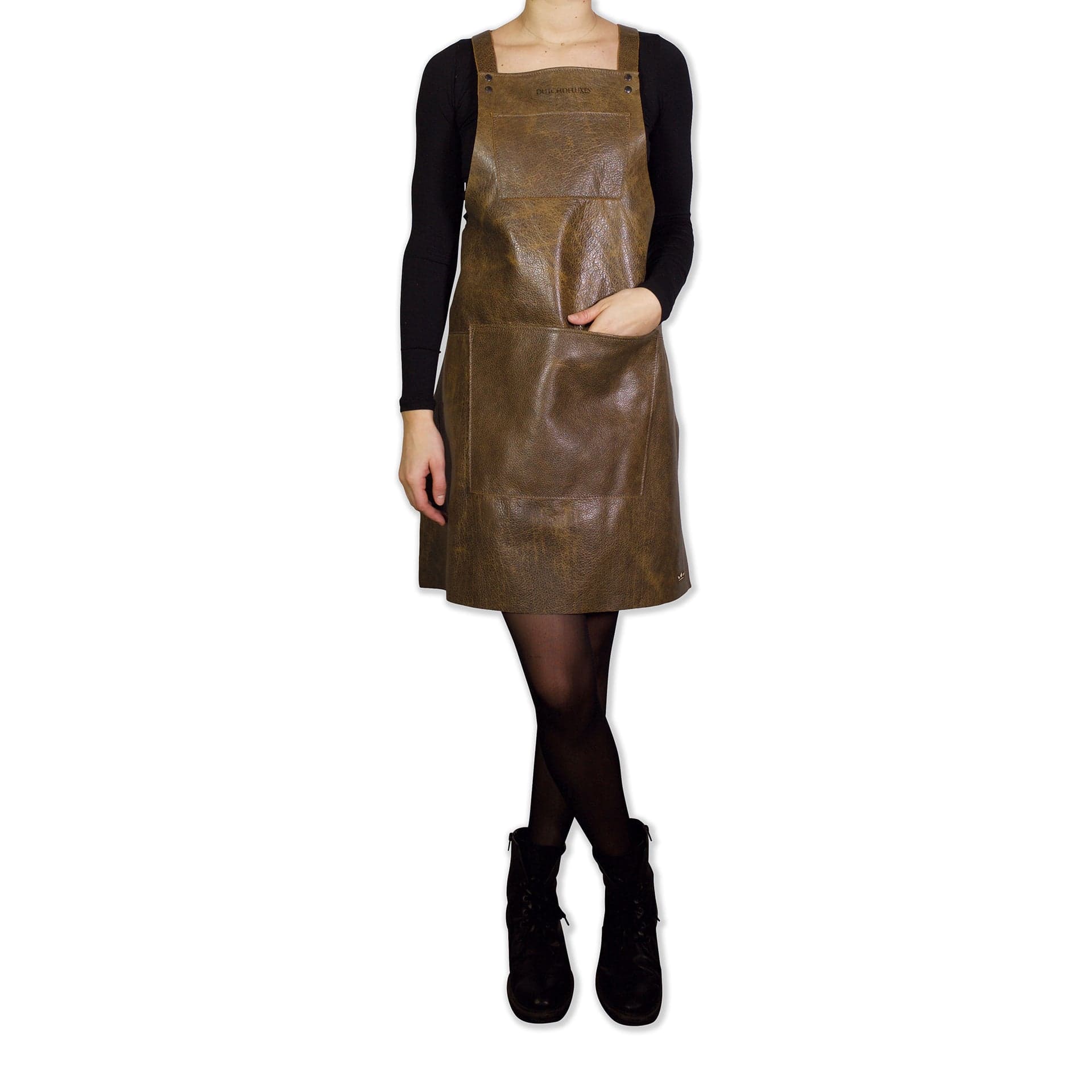 Suspender | Forklæde i Vintage Brown Full Grain læder Dutchdeluxes DD-DDLP-SSL-VB FINICC