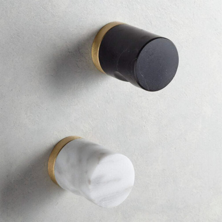 Marble | Knop/Knage i Hvid Marmor/Messing Ø 25 mm x D 30 mm MOUD Home MH-210851 FINICC
