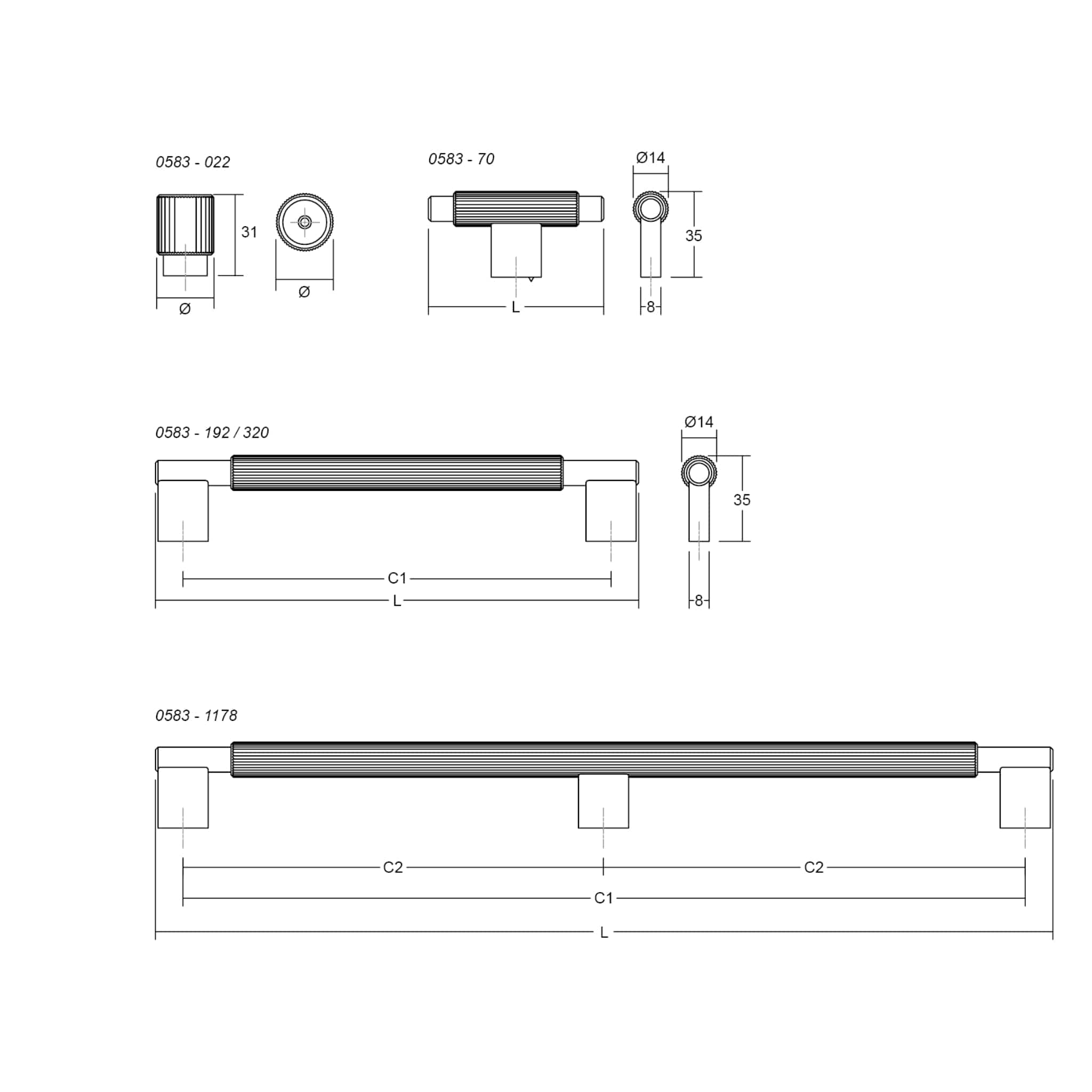 Arpa | Knop i Børstet Messing Ø 22 mm x D 31 mm Viefe VF-0583022L291 FINICC