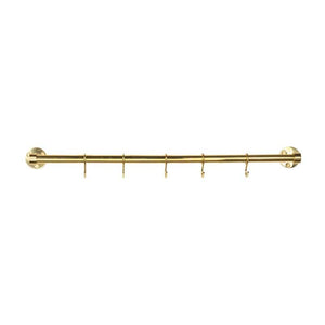 Aveny | Køkkenstang i Blank Messing uden Lak - inkl. 5 kroge - 640 mm