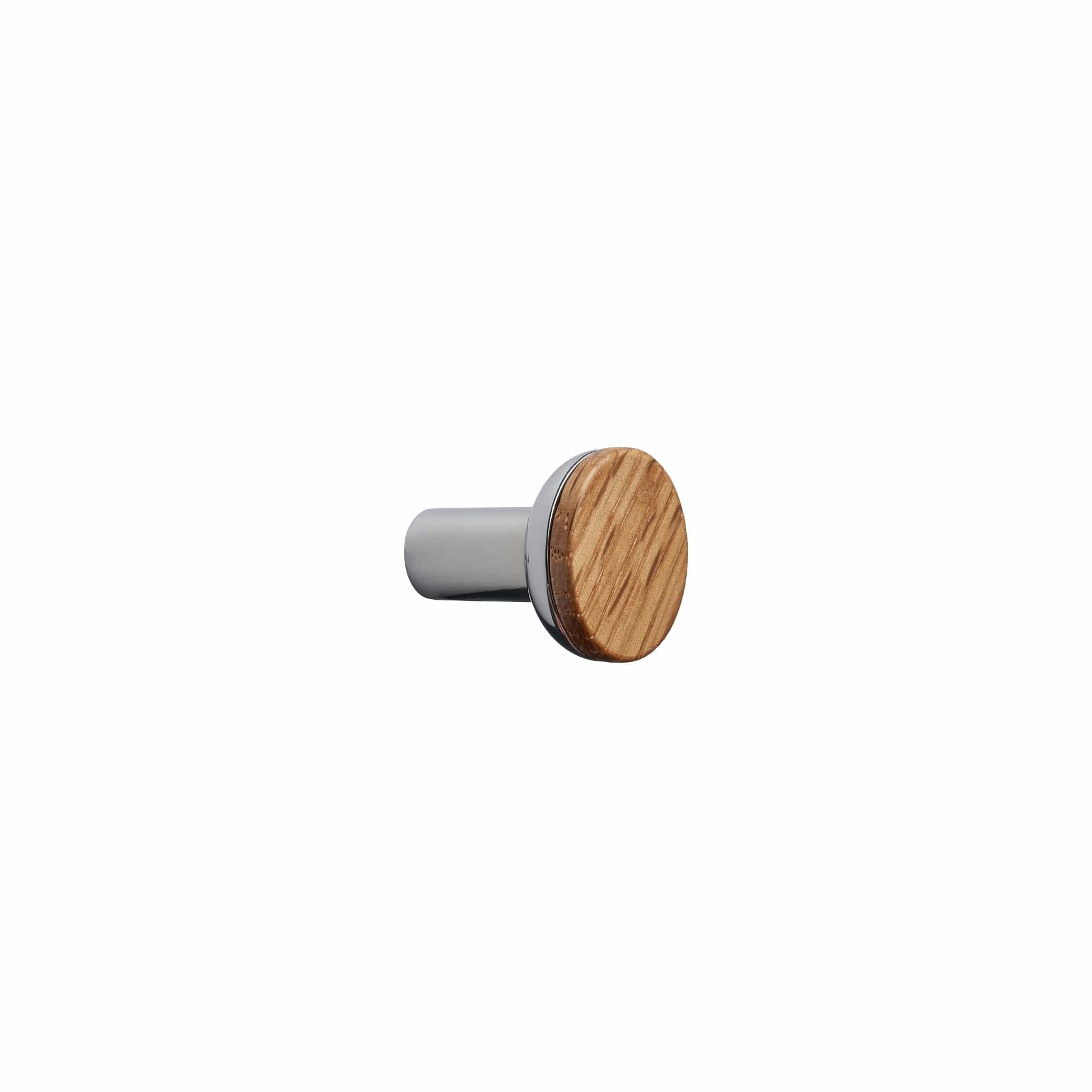 Bis | Knop i Lakeret Eg / Blank Krom Ø 24 mm x D 28 mm Furnipart FP-554420024-052/08 FINICC