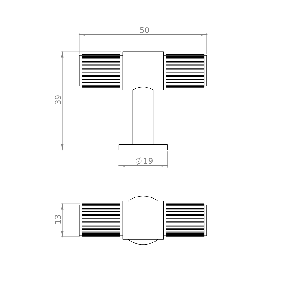 Carlisle Lines T-Bar | Greb/Knop i Antrasit Grå L 50 mm x D 40 mm Carlisle Brass FTD711ANT FINICC