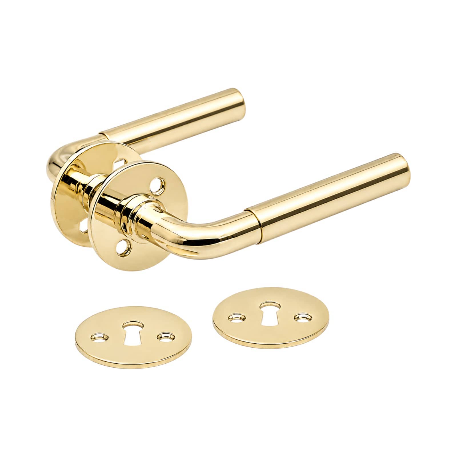 Funkis Slim | Dørhåndtag i Blank Messing uden Lak inkl nøgleskilte L 110 mm (C/C 30 mm) Et Al KC-200916 FINICC