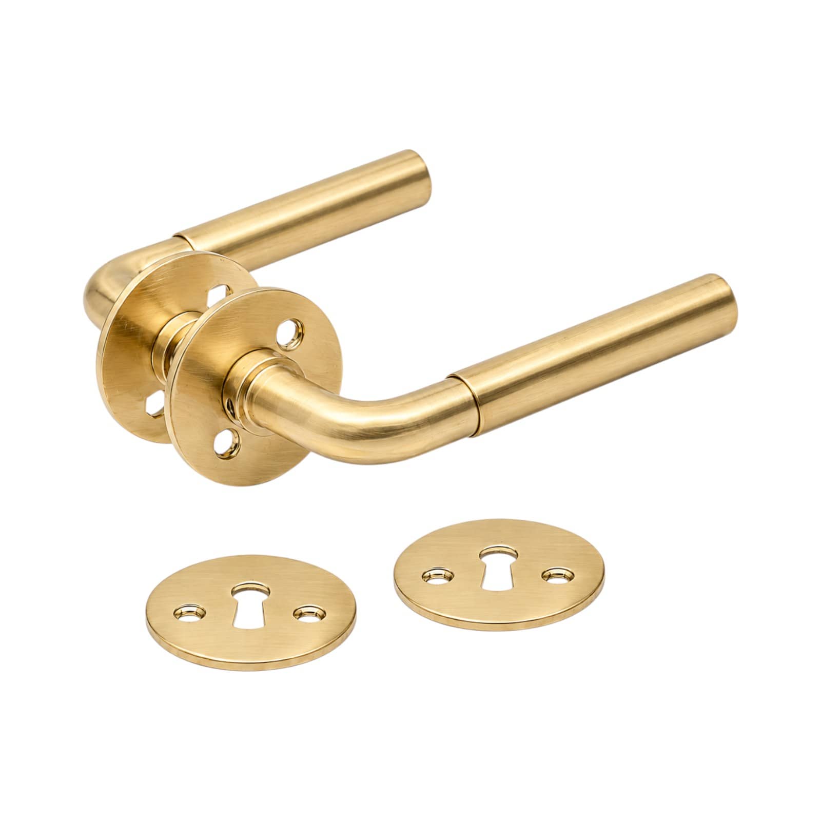 Funkis Slim | Dørhåndtag i Børstet Messing uden Lak inkl nøgleskilte L 110 mm (C/C 30 mm) Et Al KC-205375 FINICC