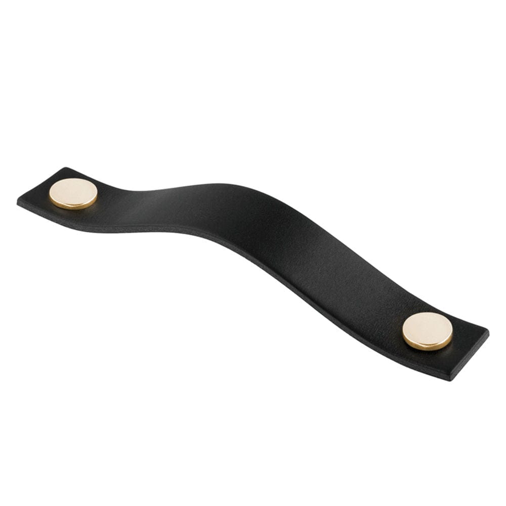 Loop 128 | Greb i Sort Læder med Messing Skrue L 160 mm (C/C 128 mm) Et Al TF-11832601 FINICC