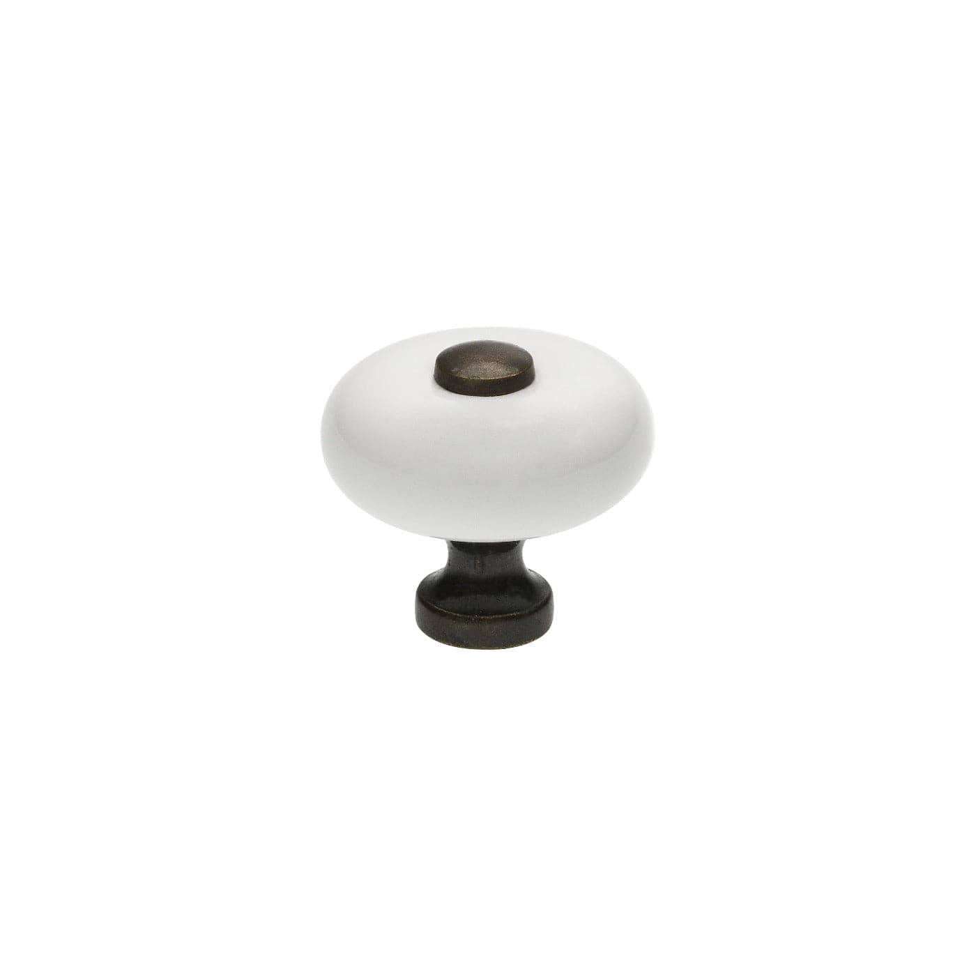 Tod | Knop i Hvid Porcelæn / Antik Messing Ø 31 mm x D 29 mm SIRO SR-SP5-30MS3 FINICC